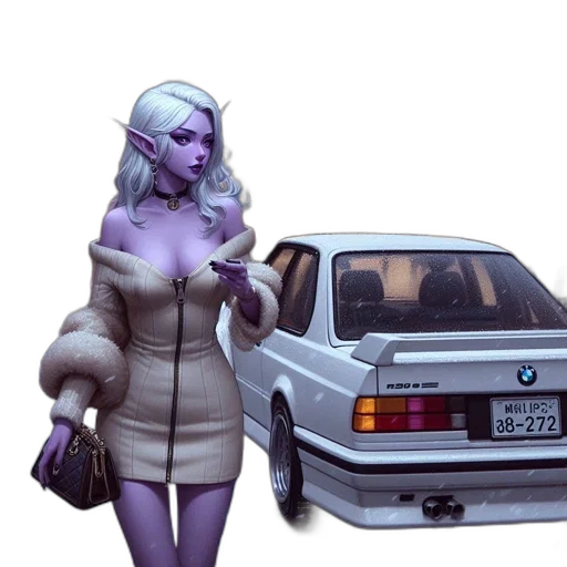 car, dress, concept art, vaporwave transparent PNG cut-out
