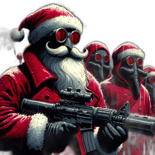 concept art, comic book art, santa, figures transparent PNG cut-out