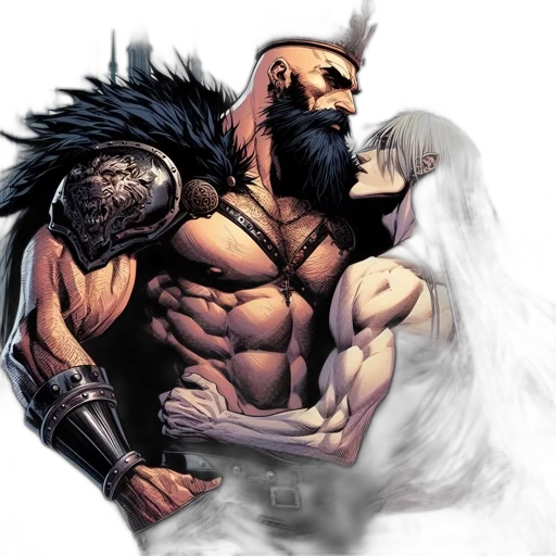 comic book art, fantasy art, concept art, two transparent PNG cut-out