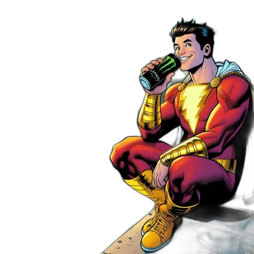 comic book art, concept art, shazam, perches transparent PNG cut-out