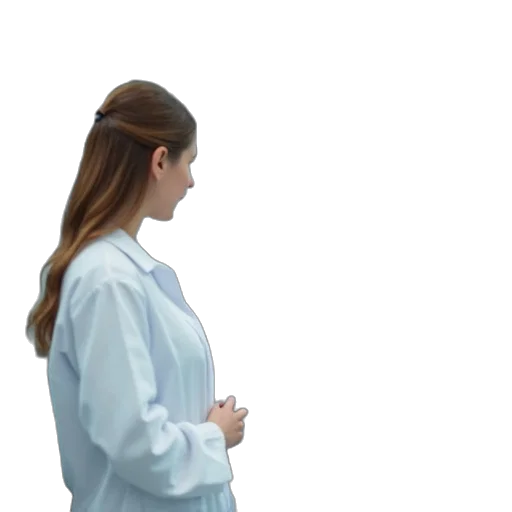 dress, jacket, staff, hair transparent PNG cut-out