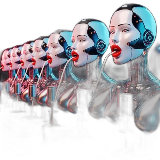 robot, concept art, 3d render, cyberpunk transparent PNG cut-out