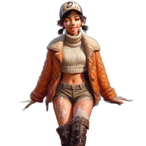 jacket, hat, staff, face transparent PNG cut-out