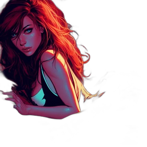 comic book art, concept art, fantasy art, watercolor transparent PNG cut-out
