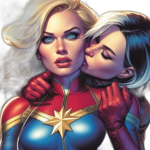comic book art, concept art, two, female transparent PNG cut-out