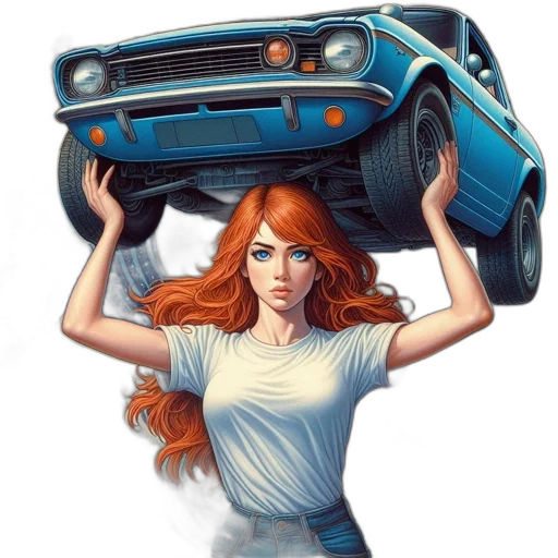 car, dress, robot, fantasy art transparent PNG cut-out