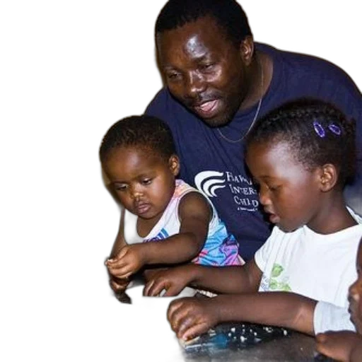 man, two, children, making transparent PNG cut-out