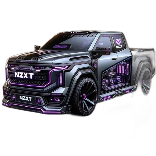 car, concept art, 3d render, cyberpunk transparent PNG cut-out