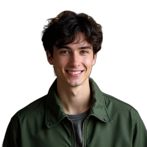 jacket, staff, face, hair transparent PNG cut-out