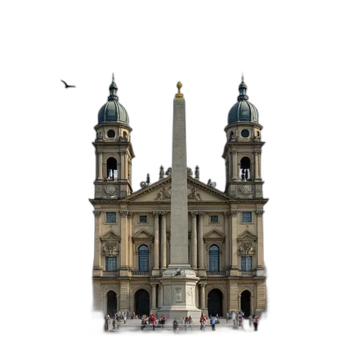 building, crown, staff, 3d render transparent PNG cut-out