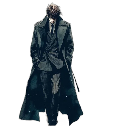 jacket, staff, concept art, cyberpunk transparent PNG cut-out