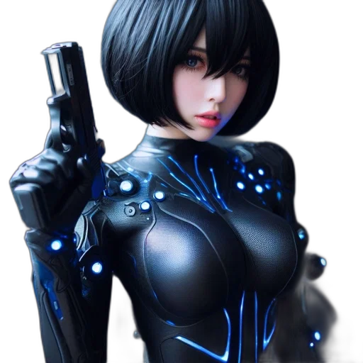 robot, weapon, 3d render, cyberpunk transparent PNG cut-out