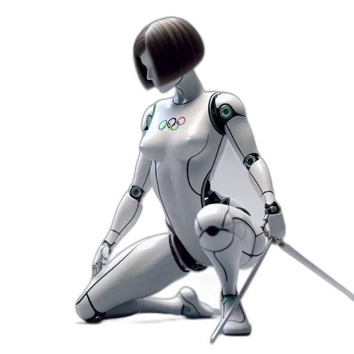robot, staff, concept art, cyberpunk transparent PNG cut-out