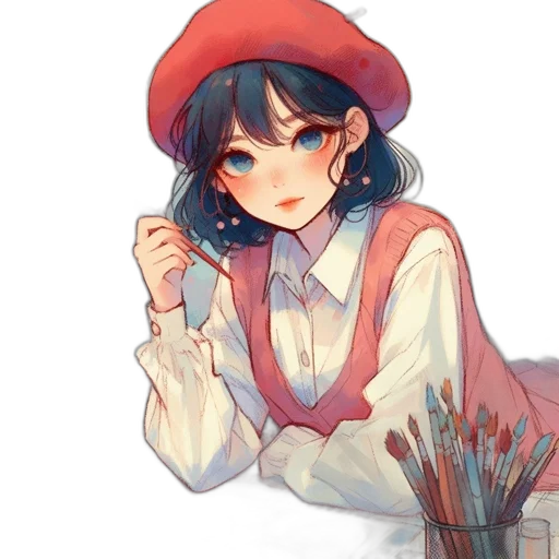 hat, staff, flower, dress transparent PNG cut-out