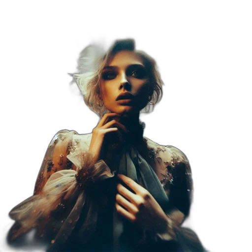 jacket, jewelry, dress, face transparent PNG cut-out