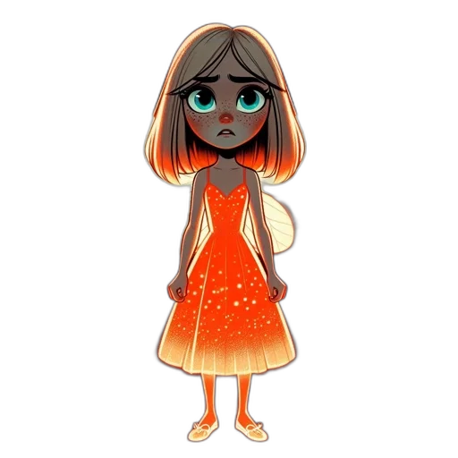 dress, creature, staff, hair transparent PNG cut-out