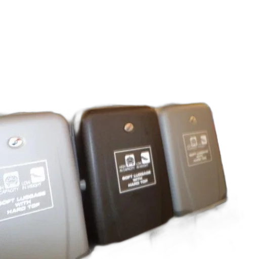 3d render, row, suitcases, rack transparent PNG cut-out