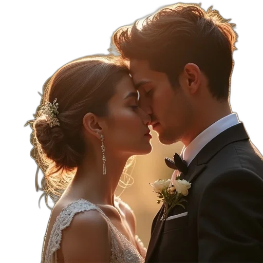 photorealistic, bride, groomsmuns transparent PNG cut-out