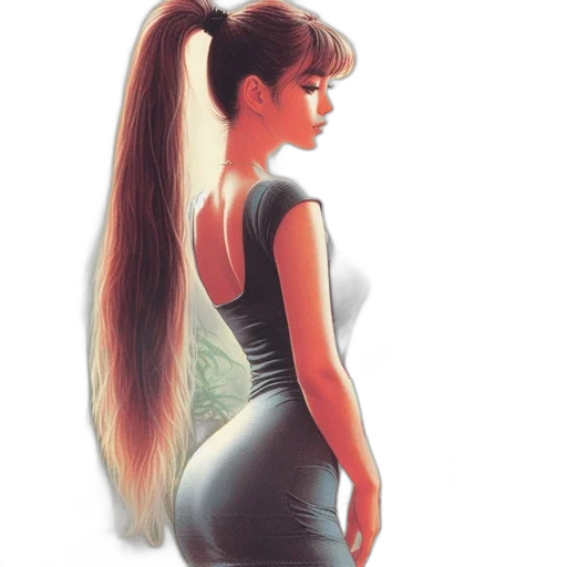 dress, hair, concept art, photorealistic transparent PNG cut-out