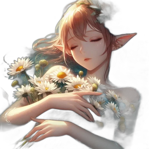flower, crown, dress, creature transparent PNG cut-out