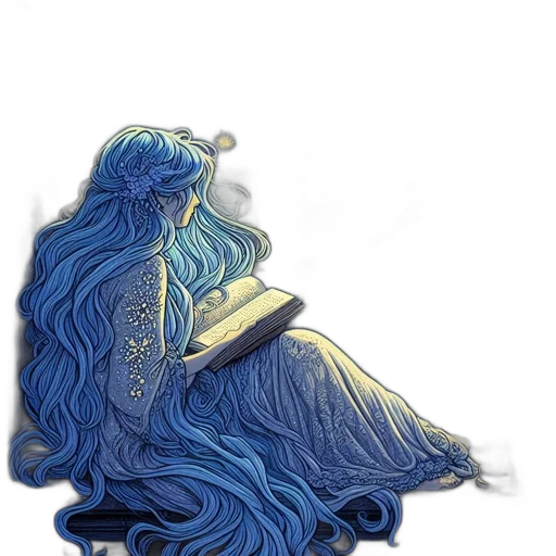 dress, hair, fantasy art, watercolor transparent PNG cut-out