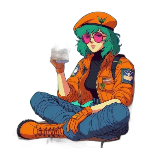 jacket, robot, hat, bottle transparent PNG cut-out