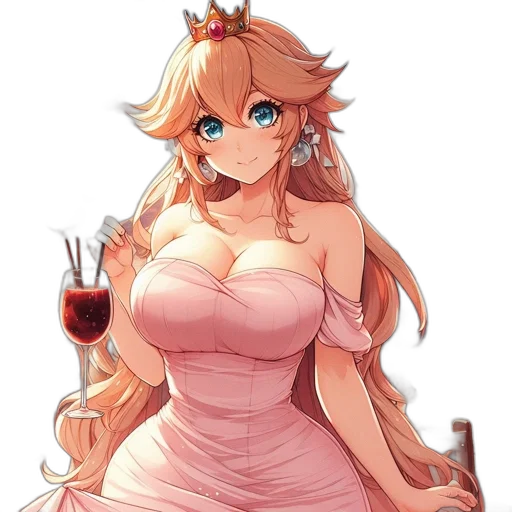 dress, crown, staff, anime transparent PNG cut-out