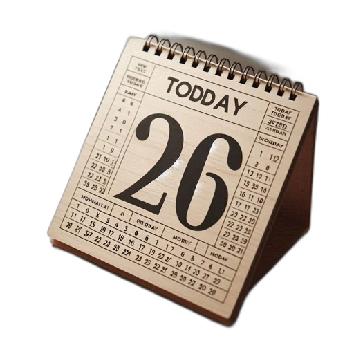 3d render, wooden, desk, calendar transparent PNG cut-out