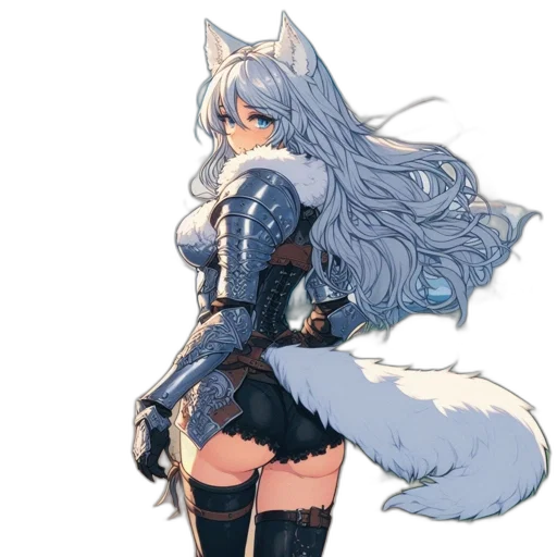 dress, staff, animal, fantasy art transparent PNG cut-out