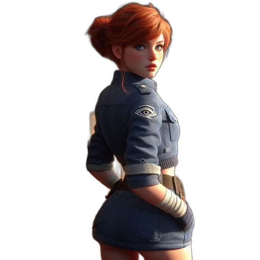 dress, jacket, staff, weapon transparent PNG cut-out
