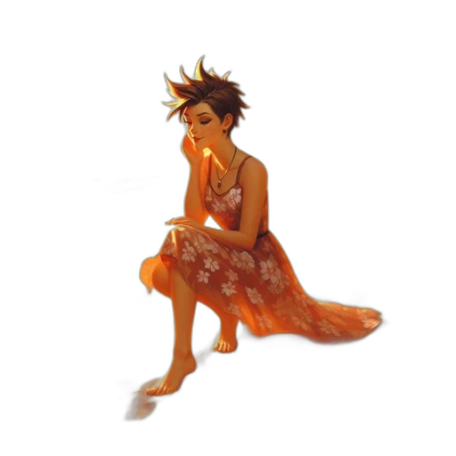 dress, crown, creature, staff transparent PNG cut-out