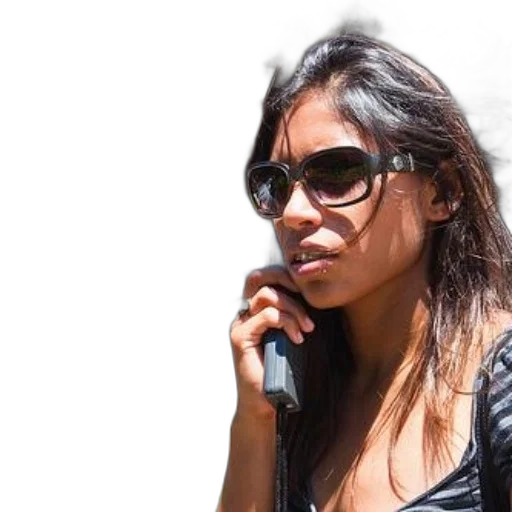 staff, woman, sunglasses, talks transparent PNG cut-out