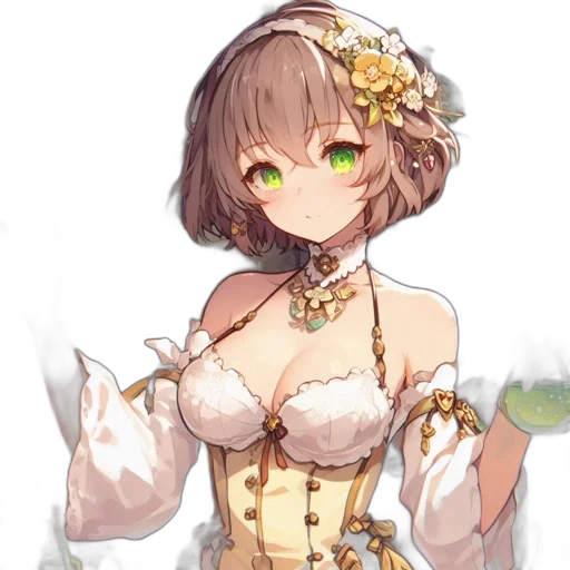 dress, staff, crown, flower transparent PNG cut-out