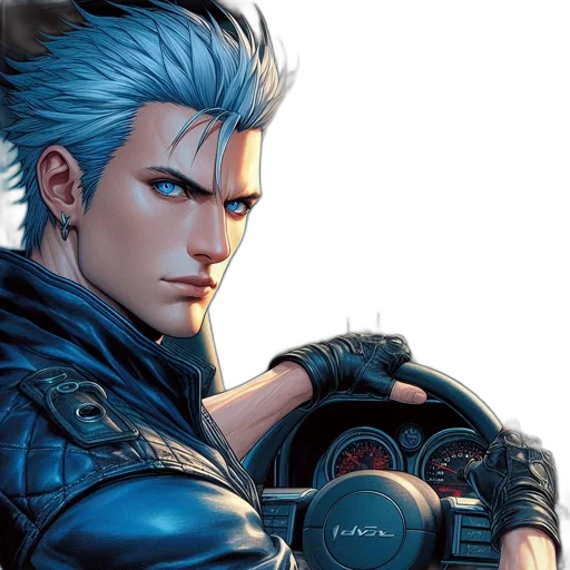 jacket, car, face, weapon transparent PNG cut-out