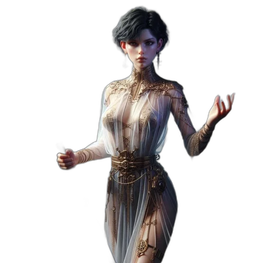 dress, staff, concept art, fantasy art transparent PNG cut-out