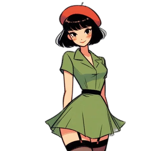 dress, hat, staff, weapon transparent PNG cut-out