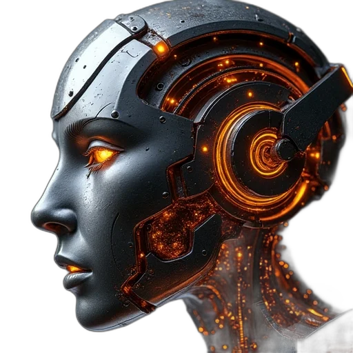 robot, face, mask, cyberpunk transparent PNG cut-out