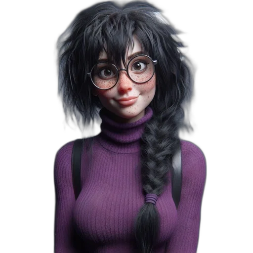 hair, face, dress, staff transparent PNG cut-out