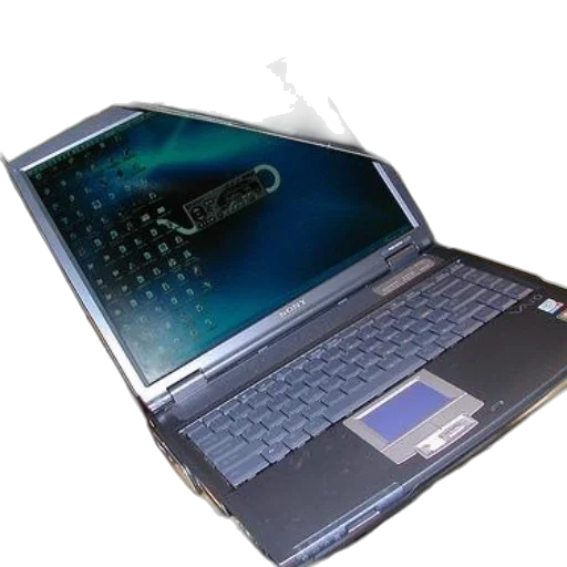 cyberpunk, laptop, screen, turned transparent PNG cut-out