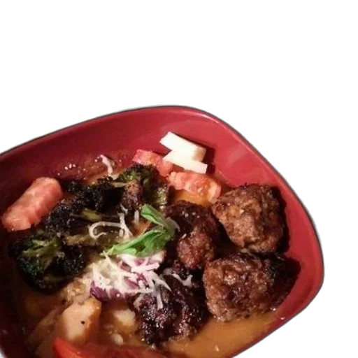 food, bowl, meatballs, broccoli transparent PNG cut-out