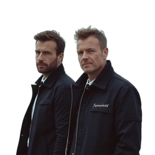 jacket, staff, two, men transparent PNG cut-out