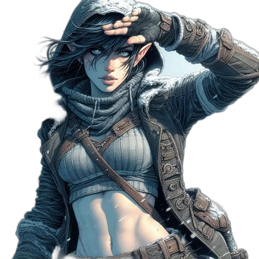jacket, weapon, staff, hat transparent PNG cut-out