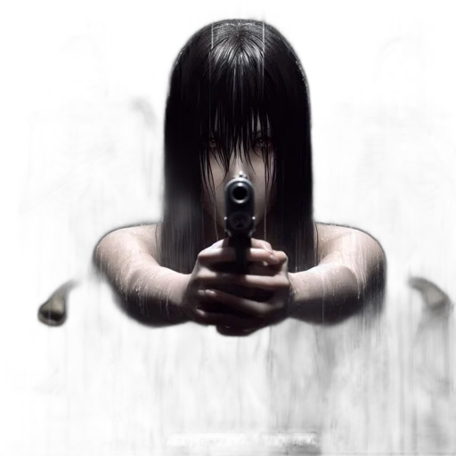 weapon, hair, mask, face transparent PNG cut-out