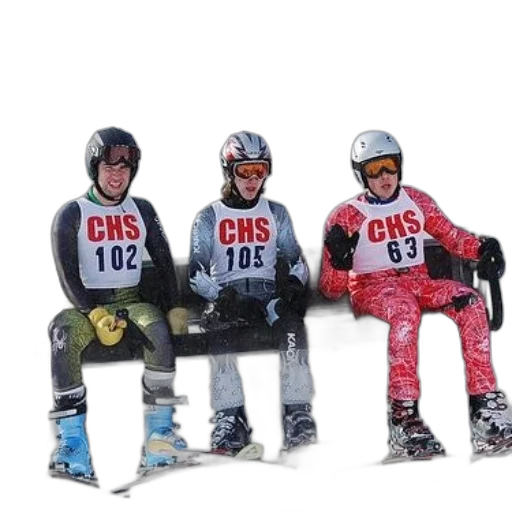 three, skiers, wearing, chs transparent PNG cut-out