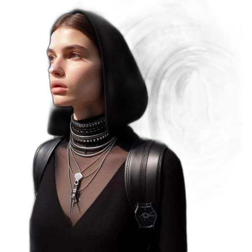 jewelry, dress, jacket, face transparent PNG cut-out