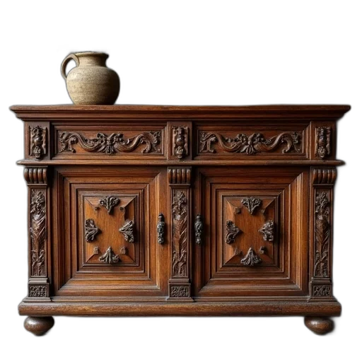 furniture, 3d render, antique, carved transparent PNG cut-out