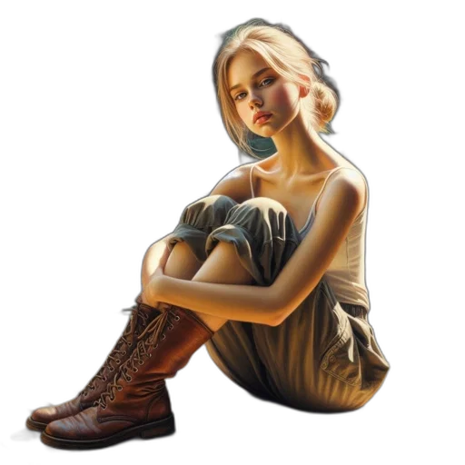 shoes, dress, photorealistic, oil painting transparent PNG cut-out