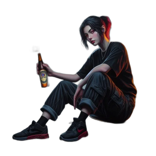jacket, bottle, shoes, cyberpunk transparent PNG cut-out