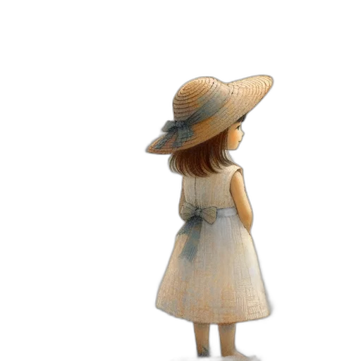 dress, hat, umbrella, staff transparent PNG cut-out