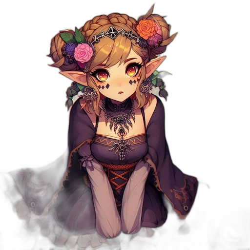 crown, dress, staff, flower transparent PNG cut-out